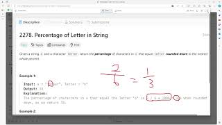 YouTube video '#LeetCode 2278 | Percentage of Letter in String #Java'