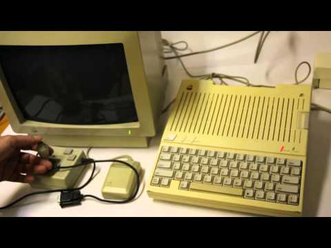 Apple IIc, monitor, mouse and joystick