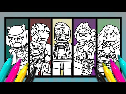 MARVEL 5 Superheroes Coloring Page | LEGO Avengers Color