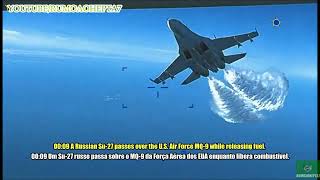 U.S. European Command releases footage of Russian  Su-27 aircraft forcing down drone
