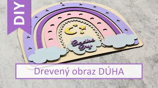 Drevený obraz s dúhou – s osobným nápisom 30x26cm, 1 ks