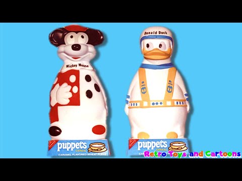 Mickey Mouse Donald Duck Puppet Cereal Caramel Puffs Commercial Retro Toys and Cartoons
