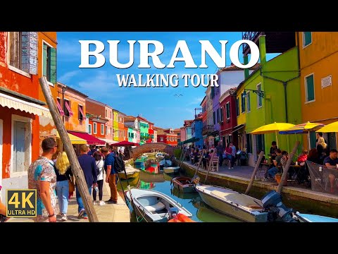Burano, Italy  🇮🇹  Venice Lagoon Walking Tour - 4K UHD - with Captions
