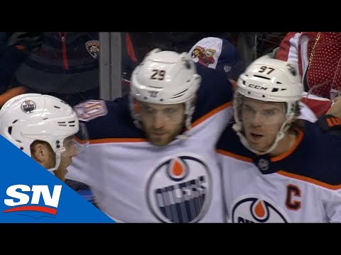 康納-麥克戴維和萊昂-德萊塞特爾聯手擊敗羅伯託-盧昂戈，獲得油人隊的進球。 (Connor McDavid, Leon Draisaitl Combine To Beat Roberto Luongo For Oilers’ Goal)