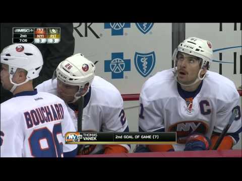 Thomas Vanek backhand goal 3-3 NY Islanders vs Pittsburgh Penguins 11/22/13 NHL