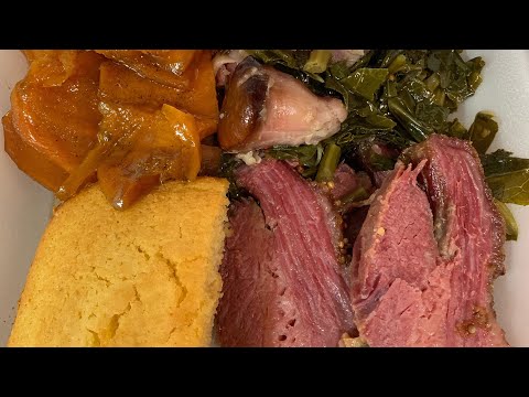 Corned Beef Collard Greens and Candied Yams