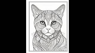Zentangle Cats Coloring Pages x40