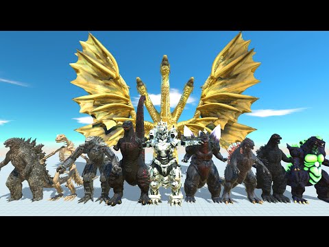 Ghidorah Death Run vs All Godzilla - Animal Revolt Battle Simulator