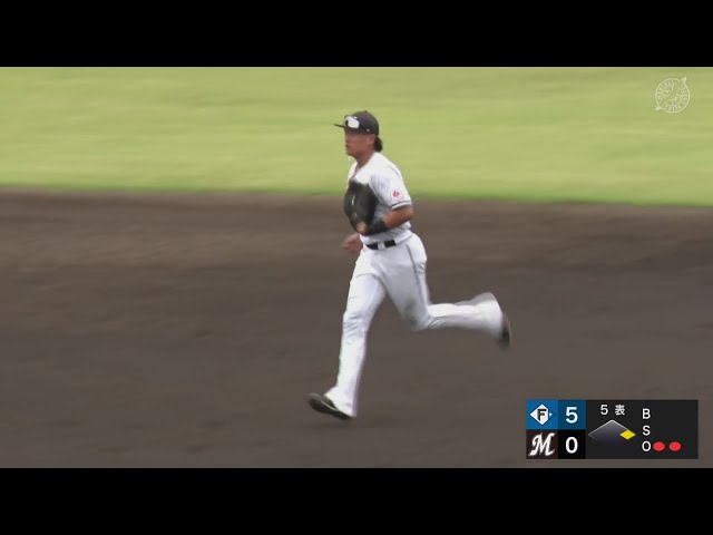 【ファーム】ストライク送球!! マリーンズ・山本大斗 追加点を阻止する見事なバックホーム!!  2024年7月10日 千葉ロッテマリーンズ 対 北海道日本ハムファイターズ