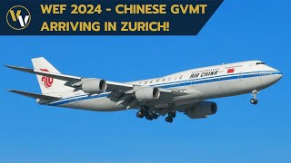 Air China Boeing 747-8 landing at Zurich Airport - Government flight for state visit & WEF