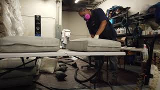 How we clean Mold/Mildew stained sunbrella fabric cushions