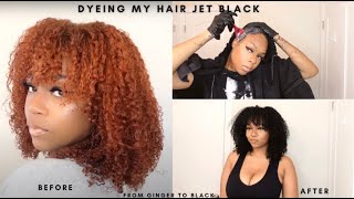 Impulsively Dyeing my Hair Jet Black || From Ginger to Black