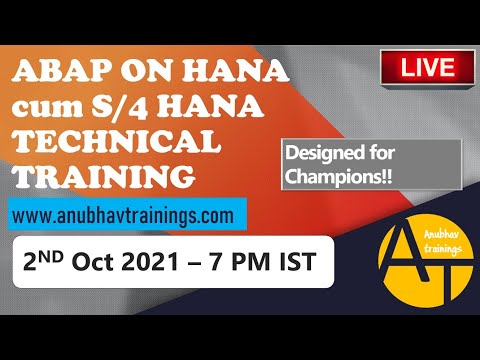 LIVE demo ABAP on HANA cum S 4HANA Training | 9th April 2022 | 7 PM IST | CDS Views AMDP Fiori