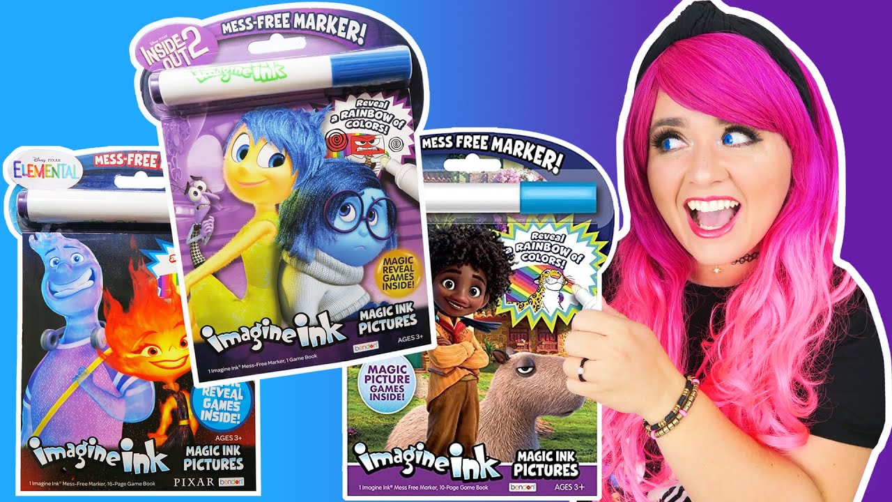Coloring Inside Out 2, Elemental & Encanto Imagine Ink Coloring Books | Disney Pixar Magic Ink Pages