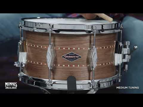 Craviotto 12x7 Custom Shop Walnut Snare Drum with Double Walnut Inlay (CRCUS1270WDWI)