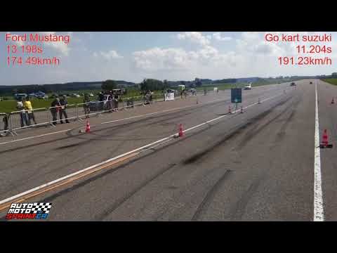 Ford Mustang vs. Go kart suzuki Drag Race 1/4M (402m), 26.05.2018 » Kámen u Pacova,