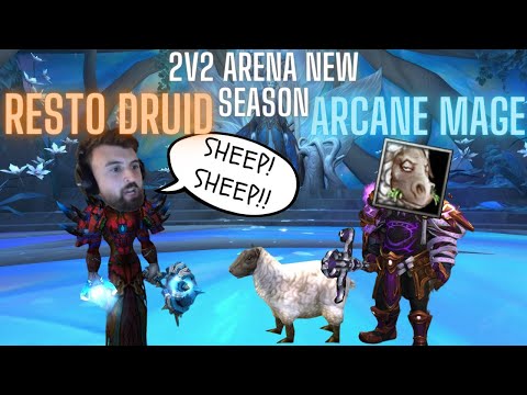Big Damage Resto Druid Needs Huge Peels from Arcane Mage! / WoW Shadowlands Arena Season 2 PvP 9.1