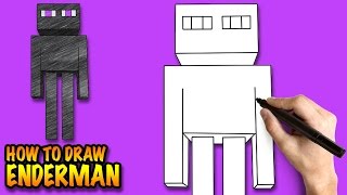 How to draw Enderman - Minecraft - Easy step-by-step drawing lessons for kids