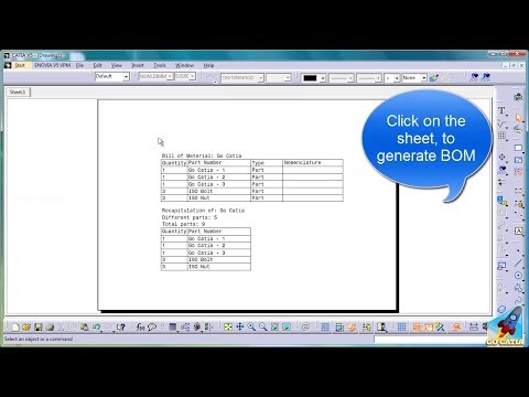 CATIA DRAFTING - Bill Of Material (BOM)