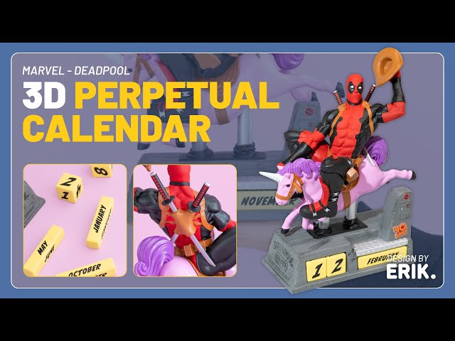Vídeo relacionado con Grupo Erik Marvel Deadpool Calendario perpetuo sobremesa 3D