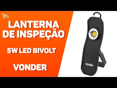 Lanterna Recarregável de Inspeção 5W LED CRI 95 Bivolt VONDER-8075095005 - Video