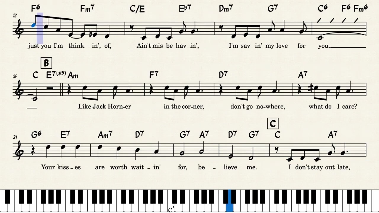 Ain't Misbehavin'  [lead sheet - C]