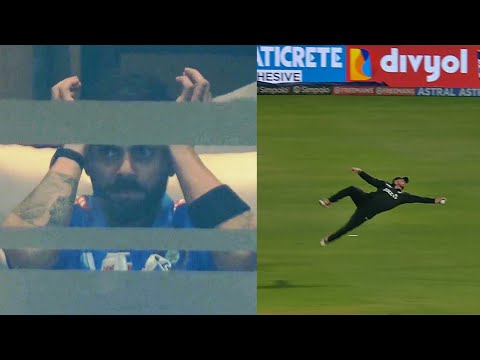 Virat Kohli scared and held his head after watching Glenn Phillips flying catch IND vs NZ 1st ODI