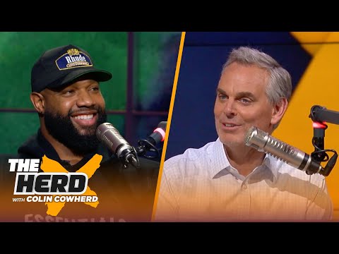 Marcedes Lewis demonstrates blocking for Colin Cowherd, talks GB & Aaron Rodgers | NFL | THE HERD