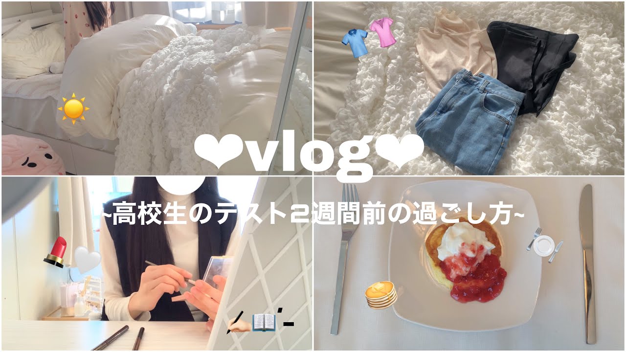 【vlog】高校生のテスト2週間前の休日🫰🏻🫰🏻💗/テスト週間ではできないことを楽しみながら勉強も頑張る1日🤜🏻 ̖́-