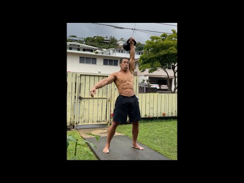 Day 295 FitPro Hawaii Workout (2X SPEED) - 28 kg. Kettlebell Swings +CJ - March 8, 2021, 4:08 pm