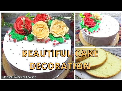 Basic Vanilla Sponge Cake With |  Beautiful Cake Decoration Idea by|| Original Baking and Cooking