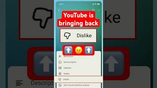 🚨 The Dislike Button Is Back (But Different) #shorts #youtube #update #dislikebutton