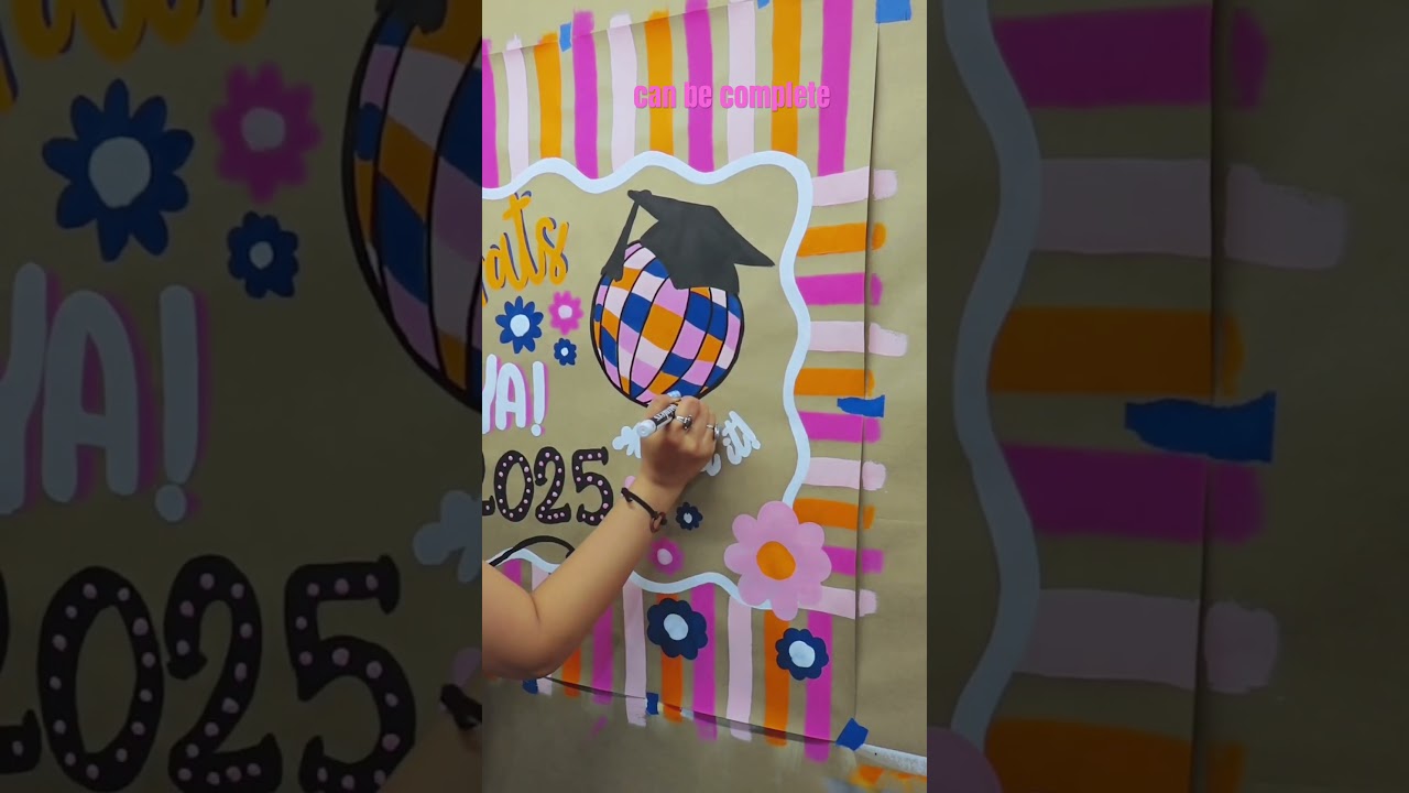 Custom hand painted Colorful Graduation birthday banner #diy #art #winniepooh #banner #party #craft
