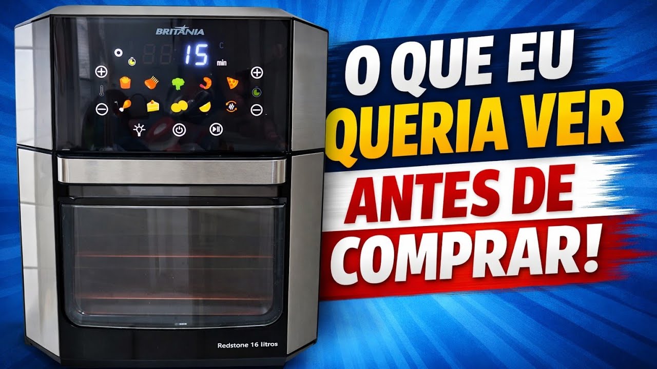 Miniatura da avaliação em vídeo de Fritadeira Air Fryer Oven Britânia 16L BAF16B 127V