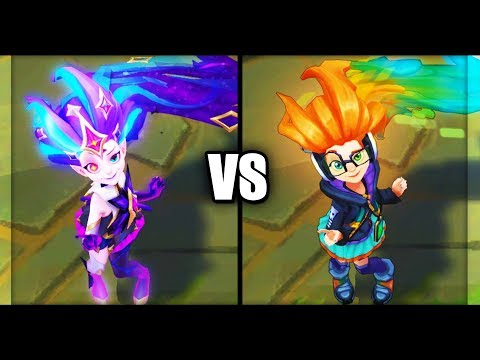 Star Guardian Zoe vs Cyber Pop Zoe Epic Skins Comparison (League of Legends)