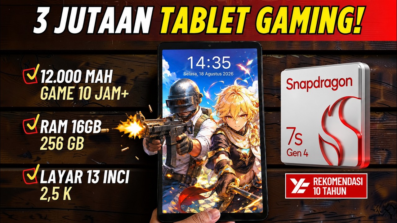 5 Rekomendasi TABLET GAMING 3 JUTAAN TERBAIK AGUSTUS 2026