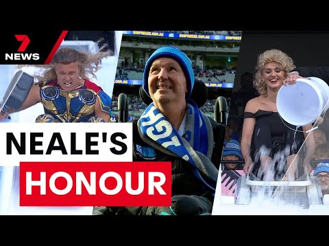 Neale Daniher brings tears to the eyes of thousands as celebrities take icy plunge at the 'G | 7NEWS