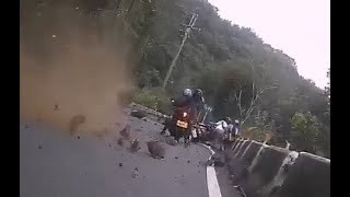 【0918地震速報】騎車遇地震山崩落石（2022.09.18 花蓮縣玉里鎮赤柯山6.5K處