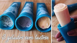 3 GELADOS SAUDÁVEIS SEM LACTOSE | PICOLÉ SAUDÁVEL 🍑🍋🍨
