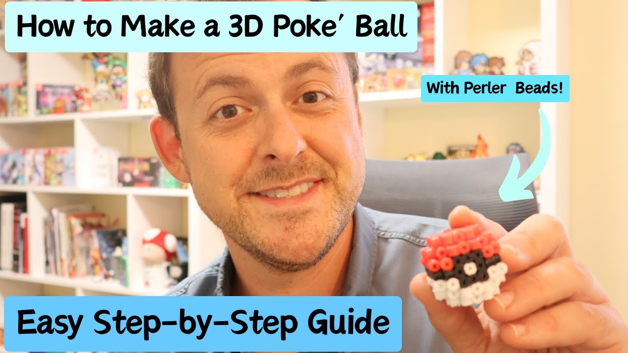 How to Make a 3D Poke' Ball with Perler Beads! Easy Step-by-Step Guide. #3dperlerbeads #pokeball