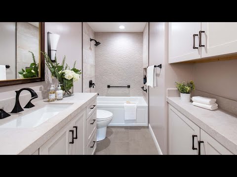 Small Master Bathroom Remodel with Elevated Textured Shower Design