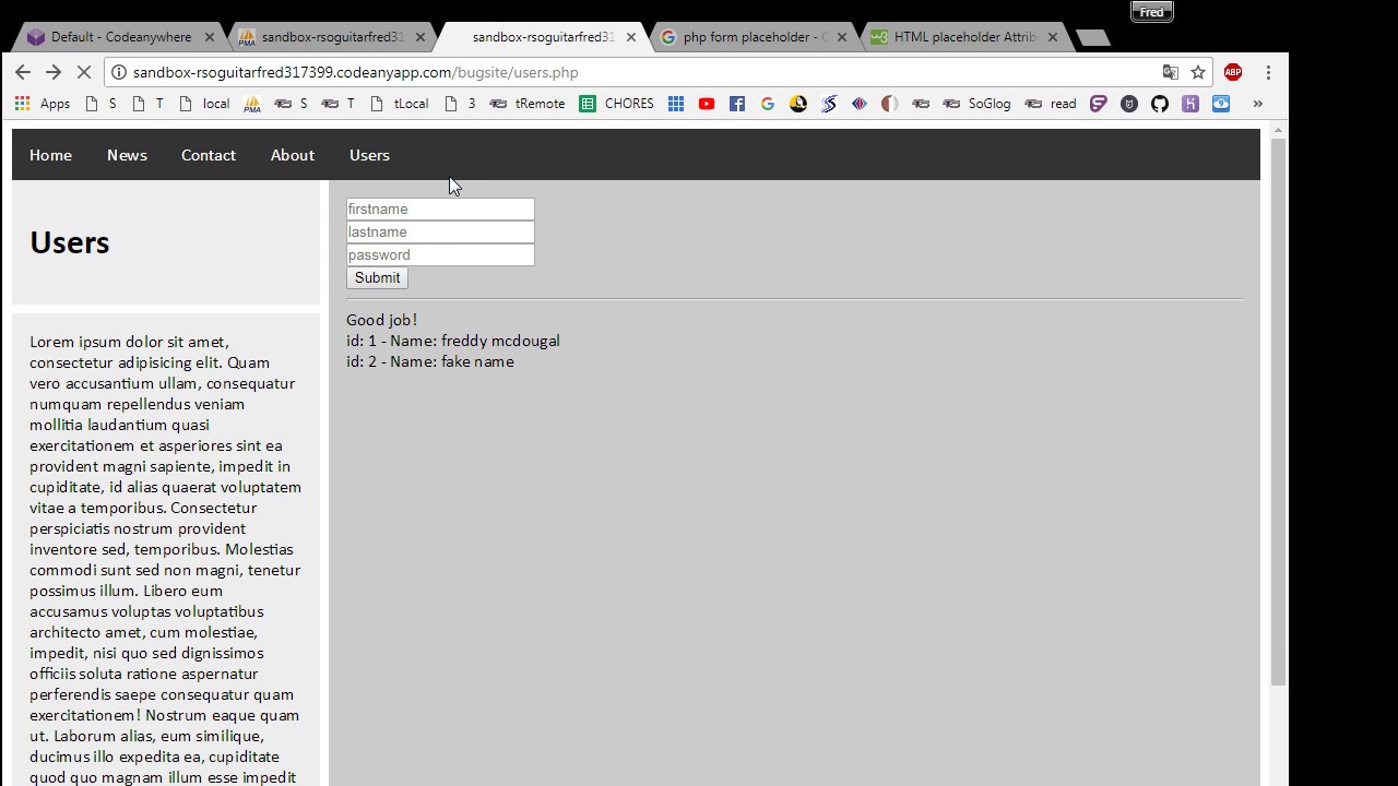 Codeanywhere Tutorials :: user_create.php