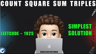 YouTube video 'Count Square Sum Triples | Simple and Easy Solution | Leetcode 1925 | codestorywithMIK'