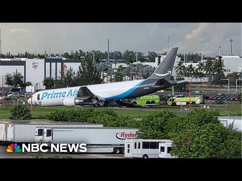 One of the vehicles hit by Amazon cargo plane in Miami had seven people on board, NTSB official says