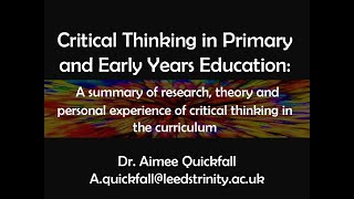 Conference 2025_Dr.Aimee Quickfall _ Critical thinking in primary and early years education