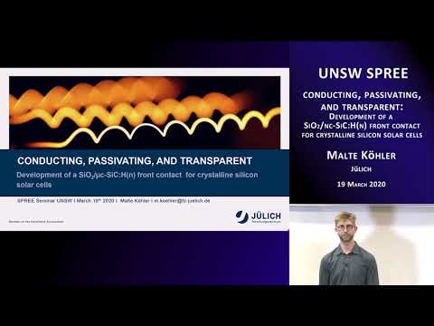 UNSW SPREE 202 03-19 Malte Kohler - SiO2/nc-SiC:H(n) front contact for crystalline Si solar cells