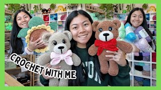 Crochet With Me 💕 Valentine's Day Teddy Bears, Sunflower Turtles, & More Fluffy Yarn! 🧶 Studio Vlog