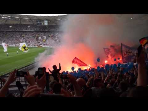 33. Spieltag VFB Stuttgart - HSV 2:1 16.05.2015 Pyro Intro Gäste