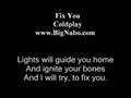 Fix You Lyric ColdPlay 