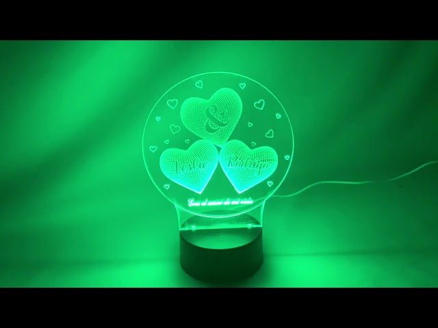 Vídeo relacionado con Lámpara Acrílica De Corazón Personalizada, Ilusión De Diseño De Amor En 3d - Lámpara Led Personalizada Para Regalar El Día De La Madre